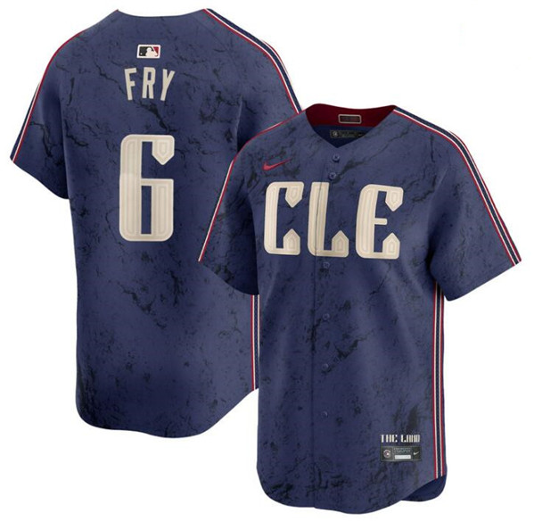 Cleveland Guardians #6 David Fry Navy 2024 City Connect Limited Stitched Jersey - Zenithce