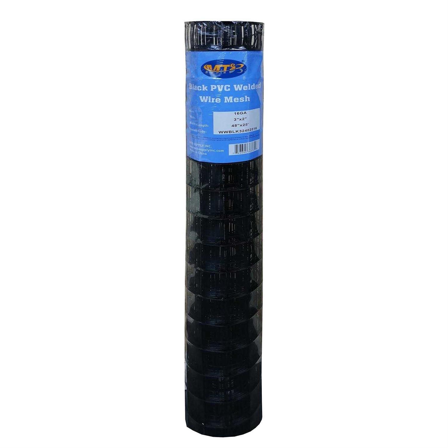 MTB Supply MTB Black PVC Coated Welded Wire Mesh Garden Economy Fence 1 Inch x 1 Inch 16GA - Zenithce