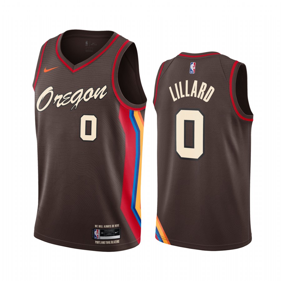 Blazers #0 Damian Lillard Chocolate Swingman 2020-21 City Edition Jersey - Zenithce