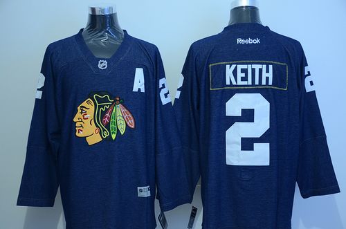 Blackhawks #2 Duncan Keith Navy Blue Denim Stitched Jersey - Zenithce