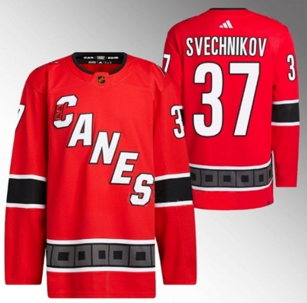 Carolina Hurricanes #37 Andrei Svechnikov 2022 23 Reverse Retro Red Stitched Jersey - Zenithce