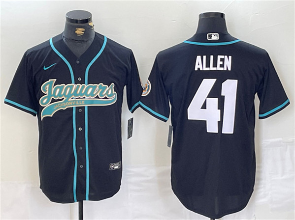 Jacksonville Jaguars #41 Josh Allen Black With Patch Cool Base Stitched Jersey - Zenithce