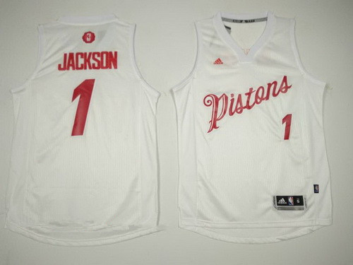 Detroit Pistons #1 Reggie Jackson adidas White 2016 Christmas Day Stitched Swingman Jersey - Zenithce