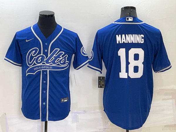 Indianapolis Colts #18 Peyton Manning Royal Cool Base Stitched Baseball Jersey - Zenithce