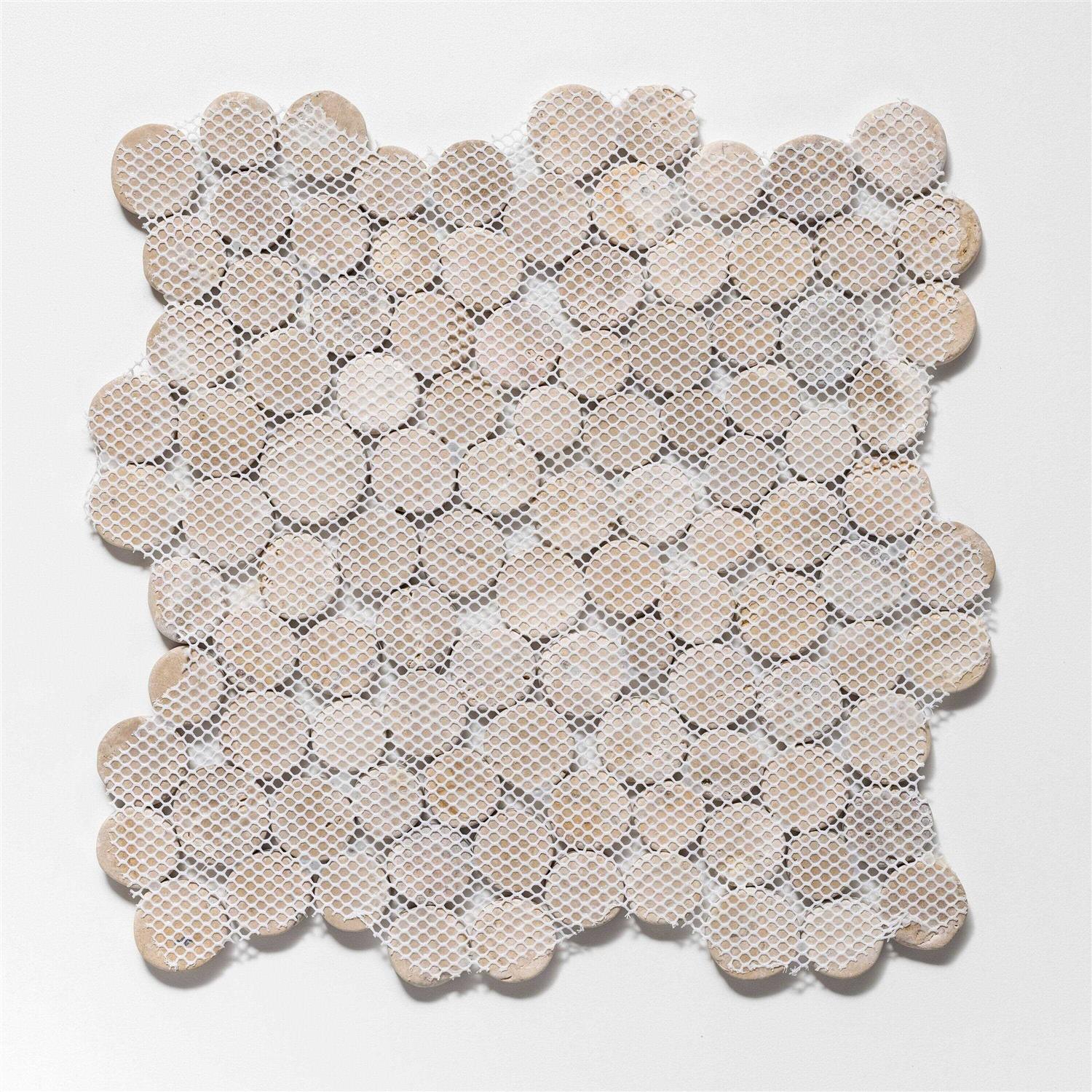 Tile Connection Stone Penny Rounds 11-1/2 in. x 11-1/2 in. Honed Marble Mesh-Mounted Mosaic Tile - Zenithce
