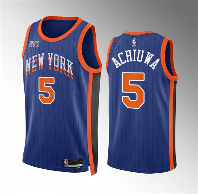 New York Knicks #5 Precious Achiuwa Blue 2023-24 City Edition Stitched Jersey - Zenithce