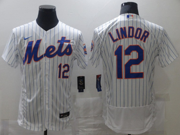 New York Mets #12 Francisco Lindor White Flex Base Stitched Jersey - Zenithce