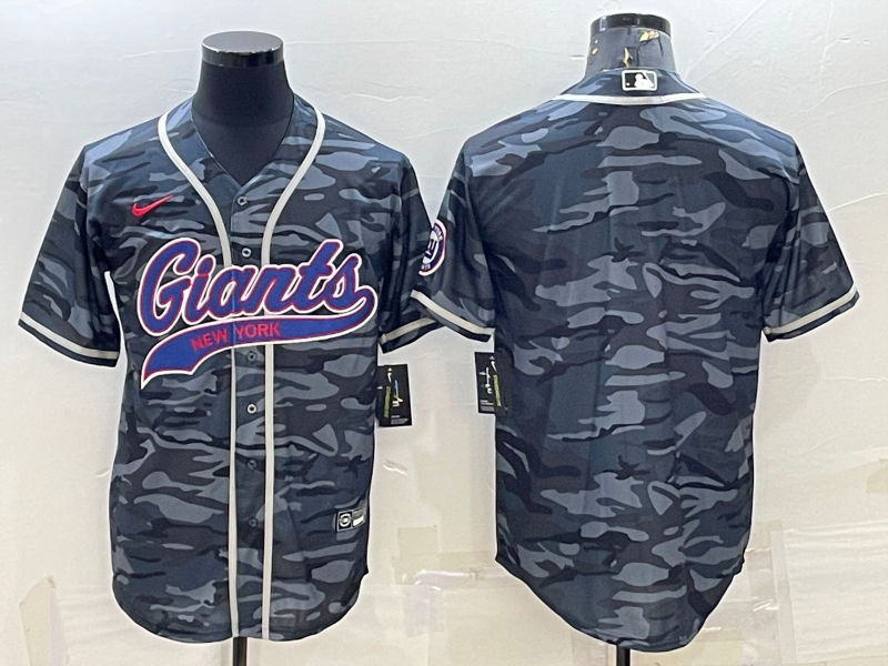 New York Giants Blank Grey Camo With Patch Cool Base Stitched Baseball Jersey - Zenithce
