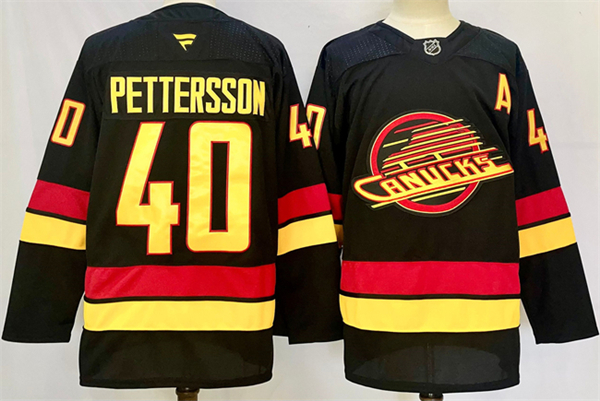 Vancouver Canucks #40 Elias Pettersson Black 2024-25 With A Patch Alternate Stitched Jersey - Zenithce