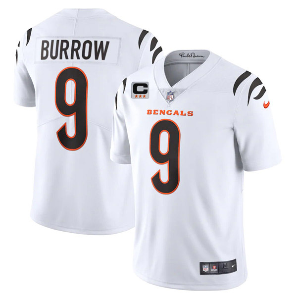 Cincinnati Bengals 2022 #9 Joe Burrow White With 3-Star C Patch Vapor Limited Stitched Jersey - Zenithce