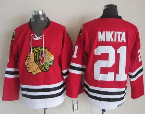 Blackhawks #21 Stan Mikita Stitched Red CCM Throwback Jersey - Zenithce