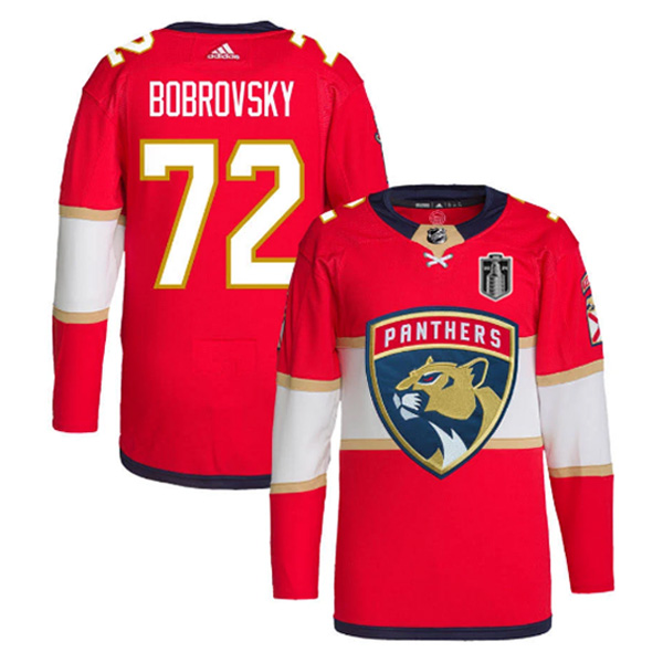 Florida Panthers #72 Sergei Bobrovsky Red 2024 Stanley Cup Final Patch Stitched Jersey - Zenithce