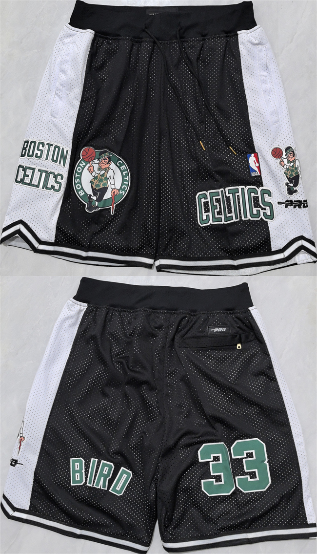 Boston Celtics Black White Shorts (Run Small) - Zenithce