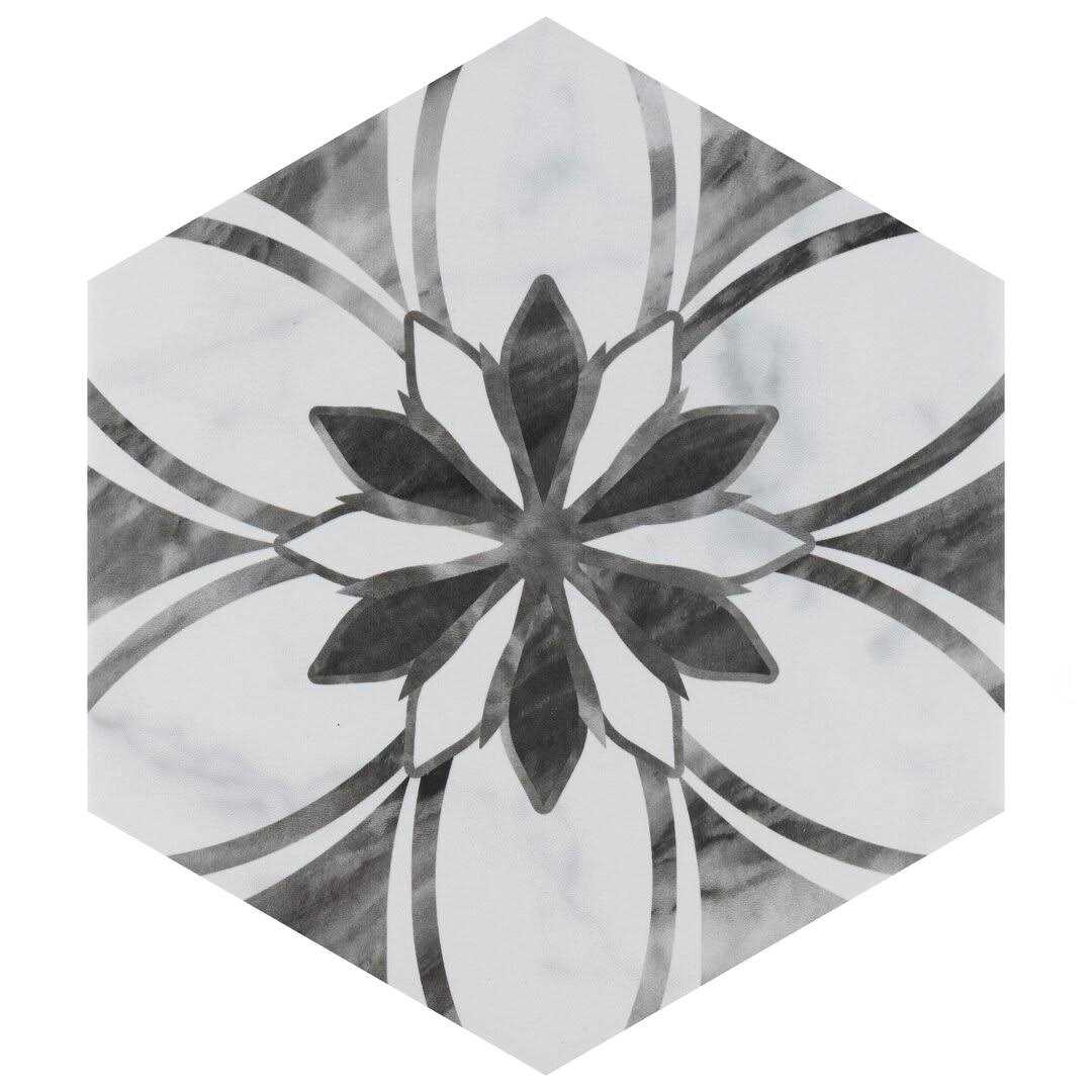 Merola Tile Classico Bardiglio Hex Dahlia 7 x 8 Porcelain Floor and Wall Tile - Zenithce