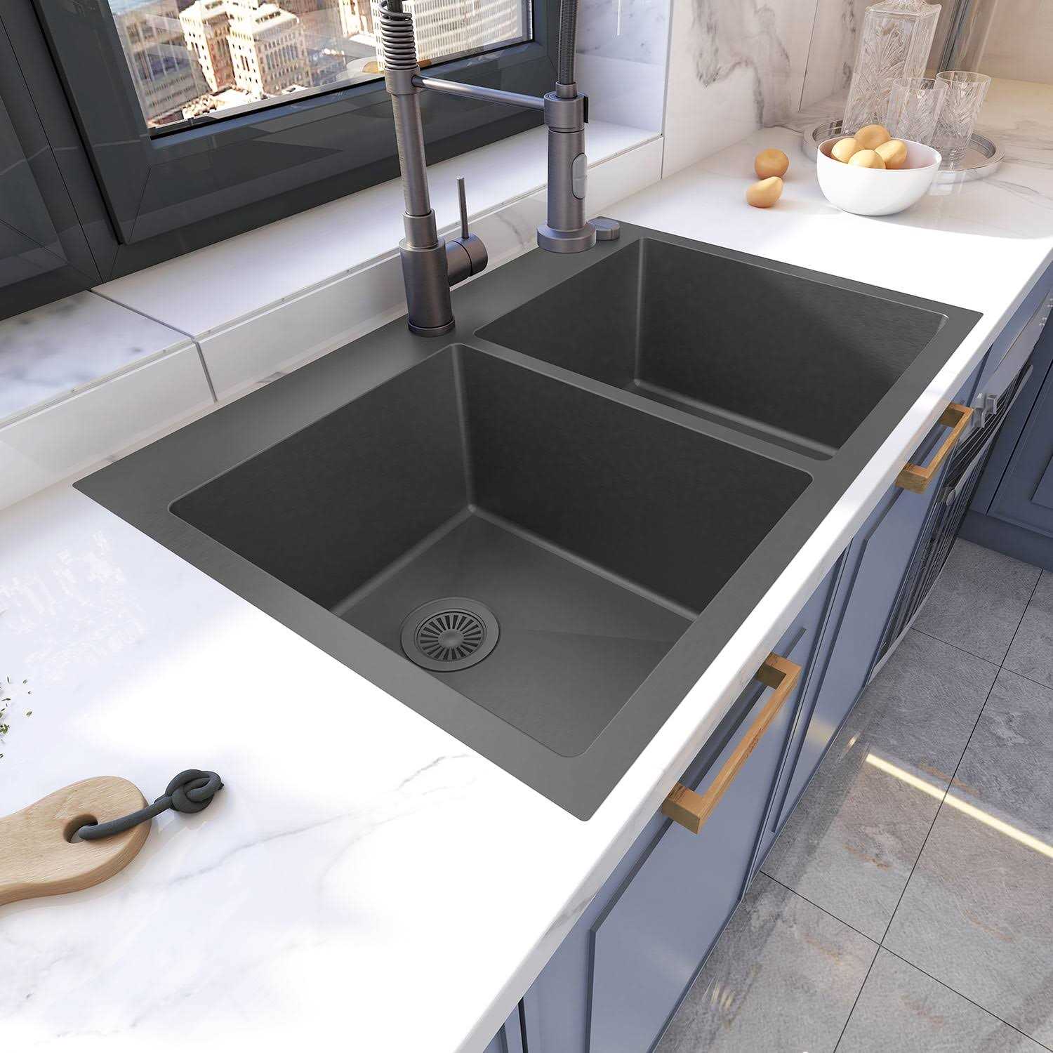 Sinber 33 x 22 x 9 Drop In Single Bowl Kitchen Sink with 18 Gauge 304 Stainless Steel HT3322S-BW - Zenithce