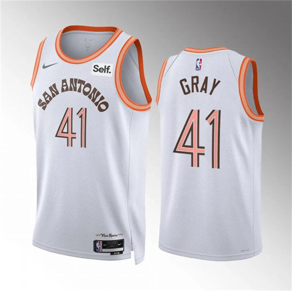 San Antonio Spurs #41 Raiquan Gray White 2023-24 City Edition Stitched Jersey - Zenithce