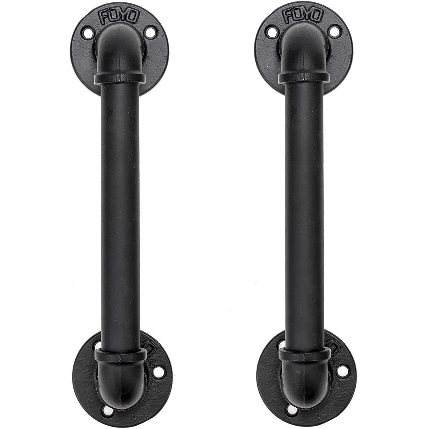 FOYO Iron Shelf Brackets Flat Angle Curved Black Floating Industrial Shelves Support Brackets - Zenithce