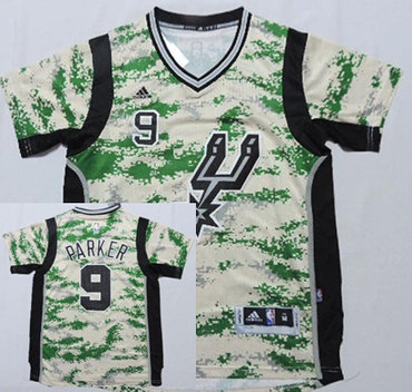 San Antonio Spurs #9 Tony Parker Revolution 30 Swingman 2014 New Camo Short-Sleeved Jersey - Zenithce