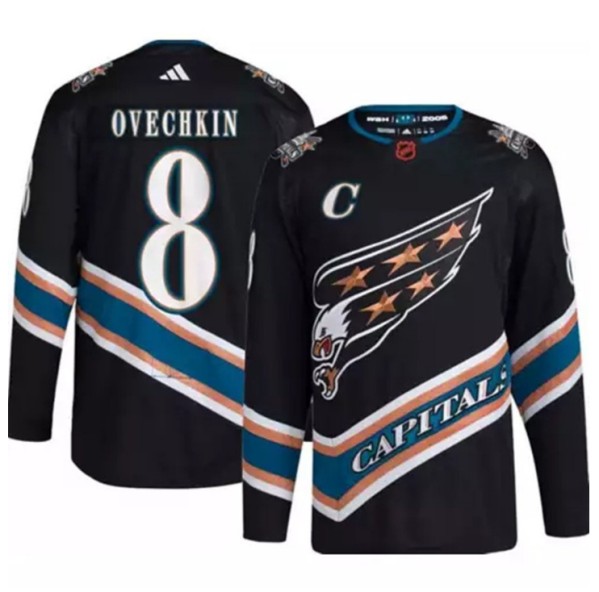 Washington Capitals #8 Alex Ovechkin Black 2022-23 Reverse Retro Stitched Jersey - Zenithce