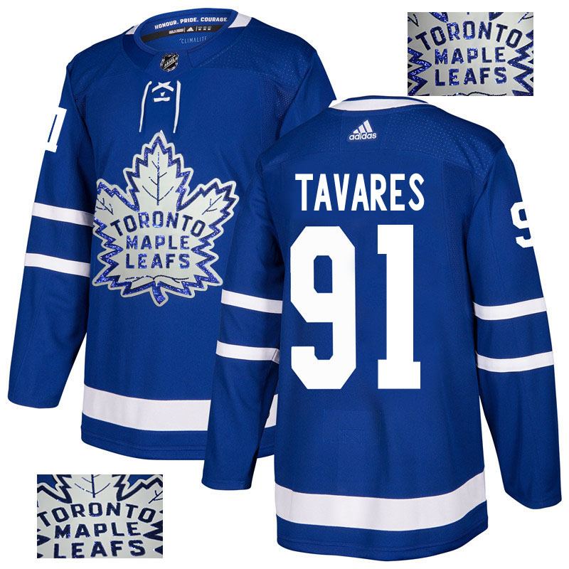 Toronto Maple Leafs #91 John Tavares Blue Fashion Gold Stitched Jersey - Zenithce