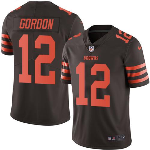 Browns #12 Josh Gordon Brown Stitched Limited Rush Nike Jersey - Zenithce