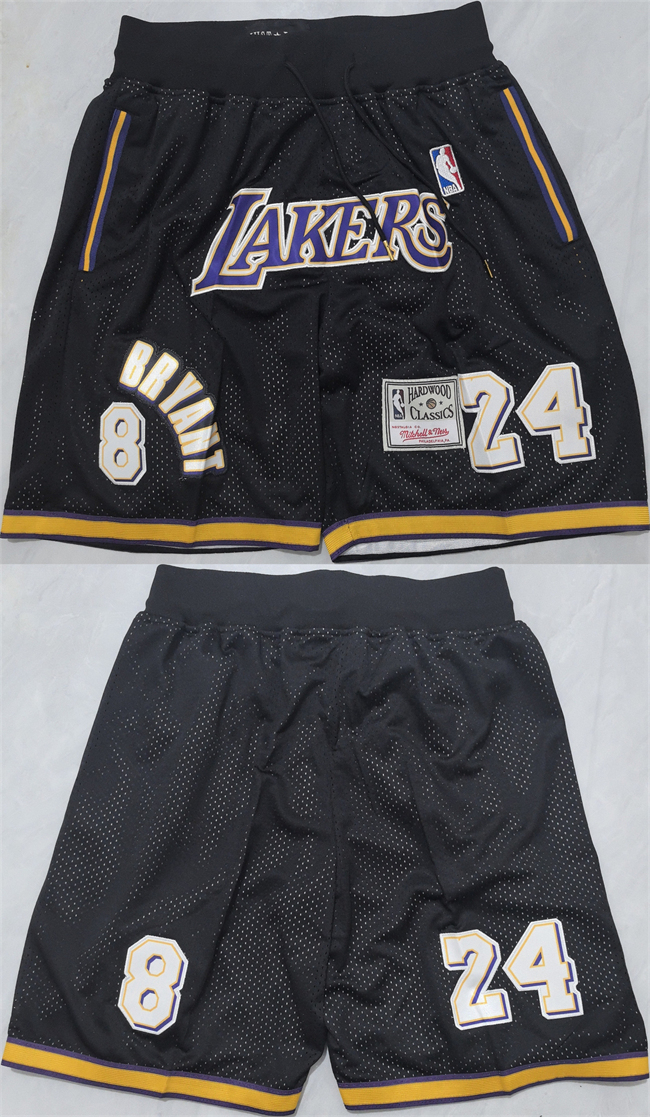 Los Angeles Lakers #24 Kobe Bryant Black Shorts (Run Small) - Zenithce