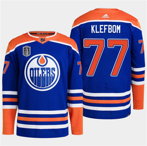 Edmonton Oilers #77 Oscar Klefbom Royal 2024 Stanley Cup Final Patch Stitched Jersey - Zenithce