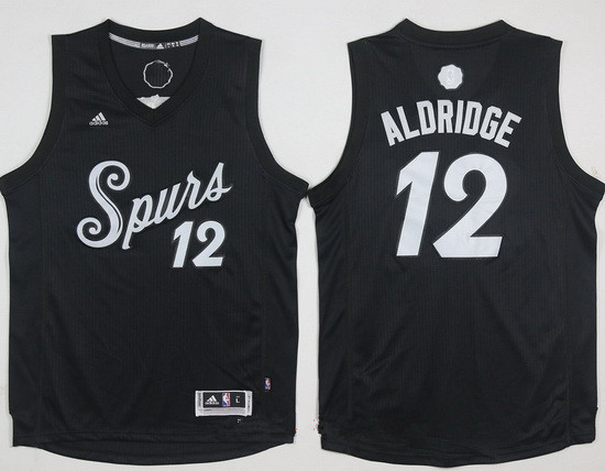 San Antonio Spurs #12 LaMarcus Aldridge adidas Black 2016 Christmas Day Stitched Swingman Jersey - Zenithce