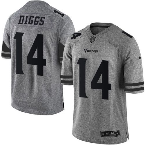 Vikings #14 Stefon Diggs Gray Stitched Limited Gridiron Gray Nike Jersey - Zenithce