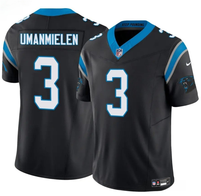 Carolina Panthers #3 Princely Umanmielen Black 2025 F.U.S.E. Vapor Limited Stitched Jersey - Zenithce