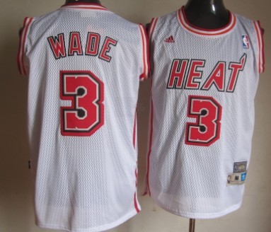 Miami Heat #3 Dwyane Wade White Swingman Throwback Jersey - Zenithce
