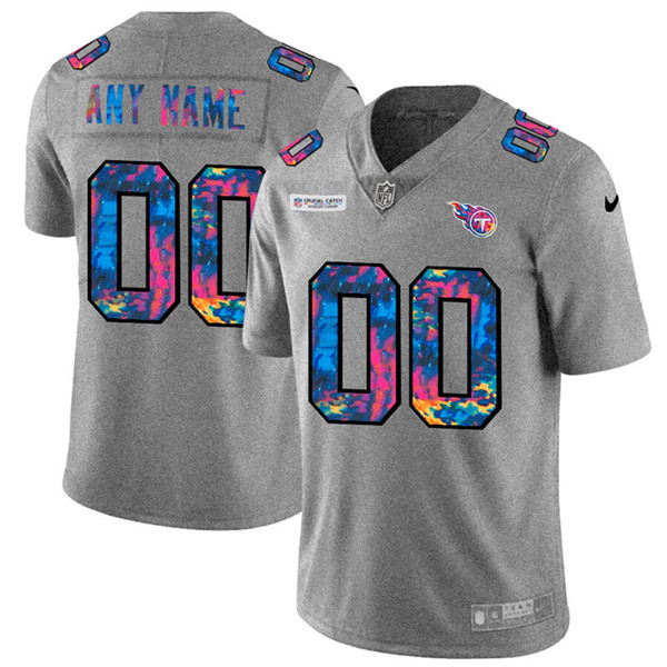 Tennessee Titans Customized Custom 2020 Grey Crucial Catch Limited Stitched Jersey - Zenithce