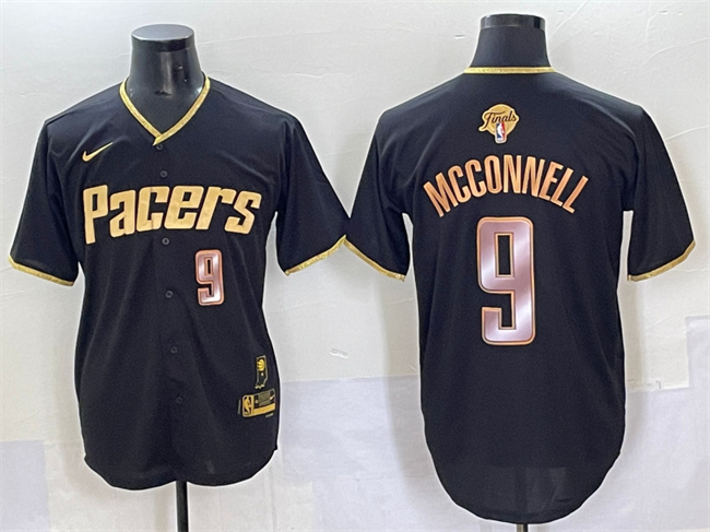 Indiana Pacers #9 T.J. McConnell Black Gold 2025 Finals Vapor Stitched Baseball Jersey - Zenithce