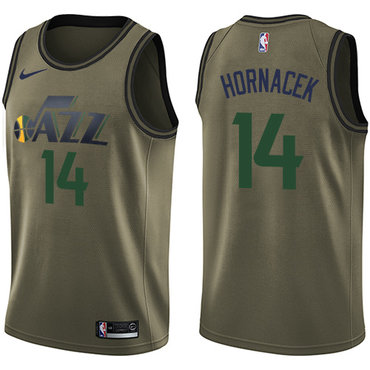 Jazz #14 Jeff Hornacek Green Salute to Service Swingman Jersey - Zenithce