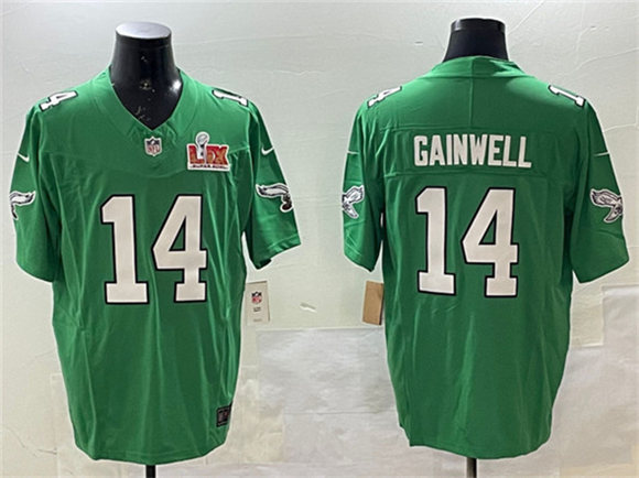 Philadelphia Eagles #14 Kenneth Gainwell Green 2025 Super Bowl LIX Patch F.U.S.E. Throwback Vapor Untouchable Limited Stitched Jersey - Zenithce