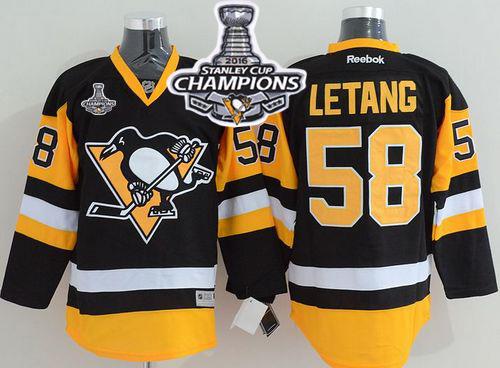 Penguins #58 Kris Letang Black Alternate 2016 Stanley Cup Champions Stitched Jersey - Zenithce