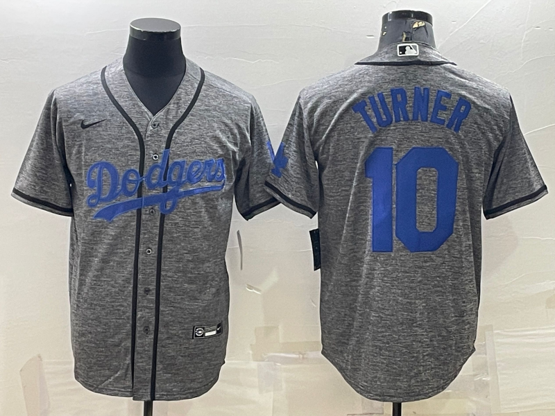 Los Angeles Dodgers #10 Justin Turner Grey Cool Base Stitched Jersey - Zenithce