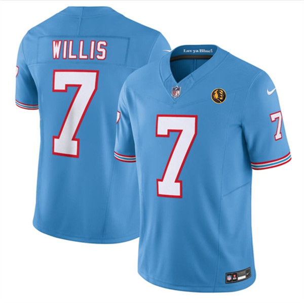 Tennessee Titans #7 Malik Willis Blue 2023 F.U.S.E. Throwback With John Madden Patch Vapor Limited Stitched Jersey - Zenithce