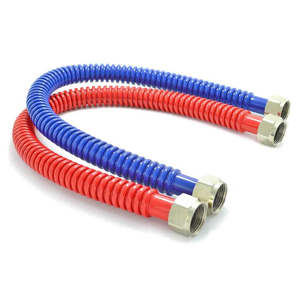 Tt Flex Flexible Stainless Steel Corrugated Water Heater Connector,Hot and Cold Color Coded,3/4 FIP x 3/4 FIP - Zenithce