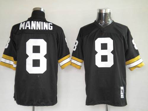 Mitchel Ness Saints #8 Archie Manning Black Stitched Throwback Jersey - Zenithce