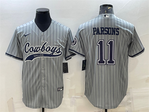 Dallas Cowboys #11 Micah Parsons Gray With Patch Cool Base Stitched Jersey - Zenithce
