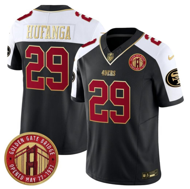 San Francisco 49ers #29 Talanoa Hufanga Balck White F.U.S.E. Golden Gate Bridge Patch Alternate Vapor Limited Stitched Jersey - Zenithce