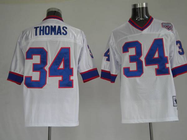 Mitchell Ness Bills #34 Thurman Thomas White Stitched Throwback Jersey - Zenithce
