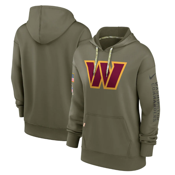Women's Washington Commanders 2022 Olive Salute To Service Therma Performance Pullover Hoodie(Run Small) - Zenithce