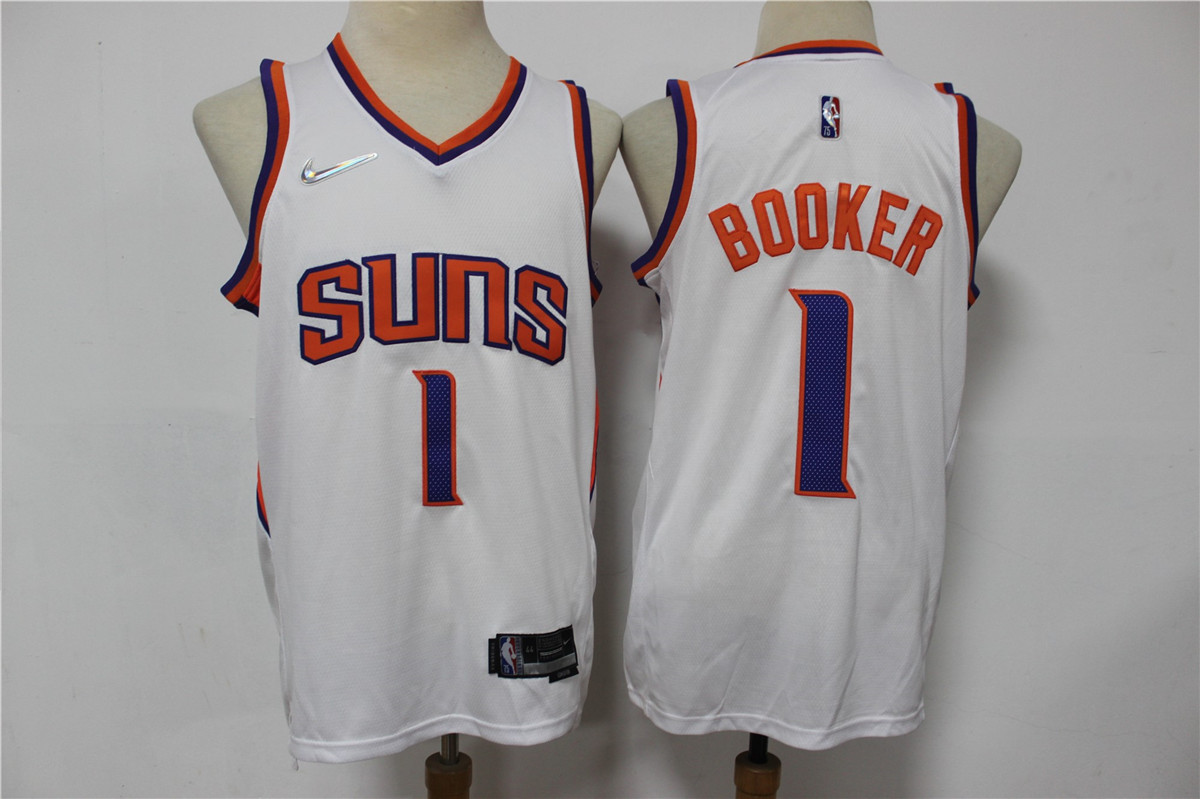 Phoenix Suns #1 Devin Booker White 75th Anniversary Diamond 2021 Stitched Jersey - Zenithce