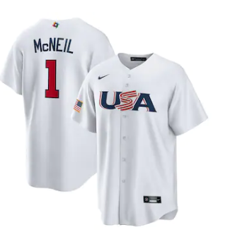 USA #1 Jeff McNeil 2023 White World Classic Stitched Jersey - Zenithce