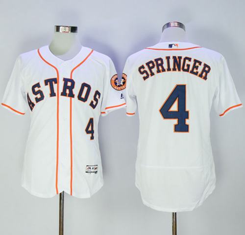Astros #4 George Springer White Flexbase Authentic Collection Stitched Jersey - Zenithce