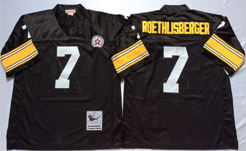 Mitchell And Ness Steelers #7 Ben Roethlisberger Black Throwback Stitched Jersey - Zenithce