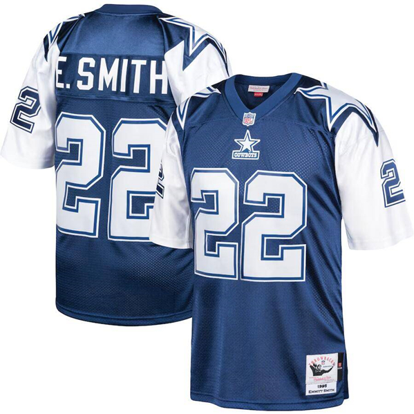 Dallas Cowboys #22 Emmitt Smith Navy 1995 Mitchell Ness Throwback Stitched Jersey - Zenithce