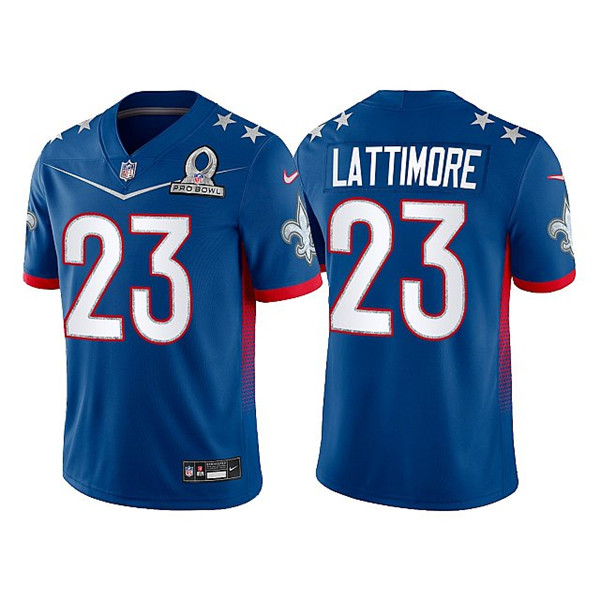 New Orleans Saints #23 Marshon Lattimore 2022 Royal Pro Bowl Stitched Jersey - Zenithce